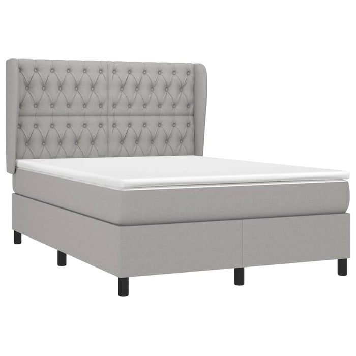 Pat box spring cu saltea, gri deschis, 140x190 cm, textil WALTI
