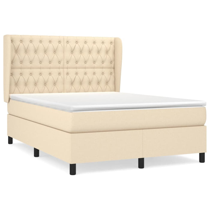 Pat box spring cu saltea, crem, 140x200 cm, textil - WALTI WALTI