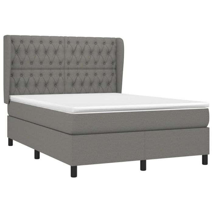 Pat box spring cu saltea, gri închis, 140x200 cm, textil - WALTI WALTI