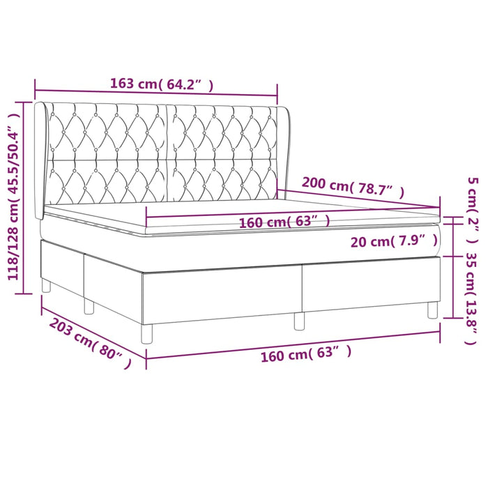 Pat continental cu saltea, gri deschis, 160x200 cm, textil WALTI