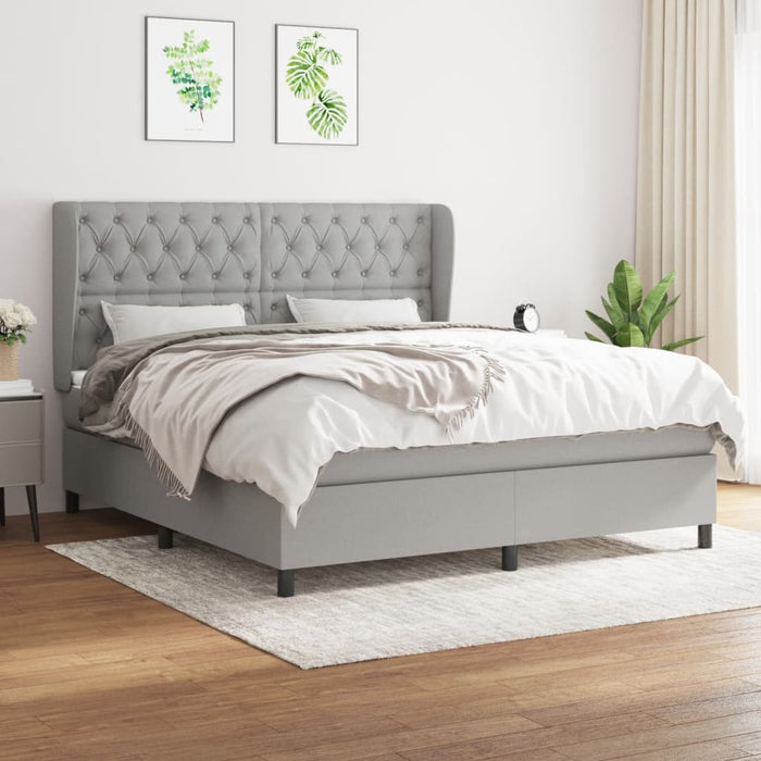 Pat continental cu saltea, gri deschis, 160x200 cm, textil WALTI