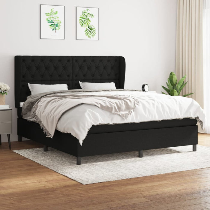 Pat box spring cu saltea, negru, 160x200 cm, textil - WALTI WALTI