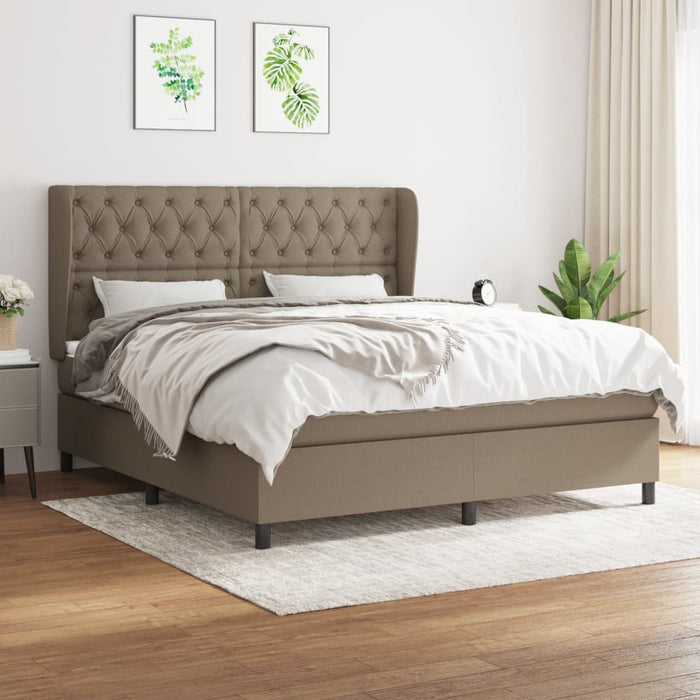 Pat box spring cu saltea, gri taupe, 160x200 cm material textil - WALTI WALTI