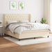 Pat box spring cu saltea, crem, 160x200 cm, material textil - WALTI WALTI