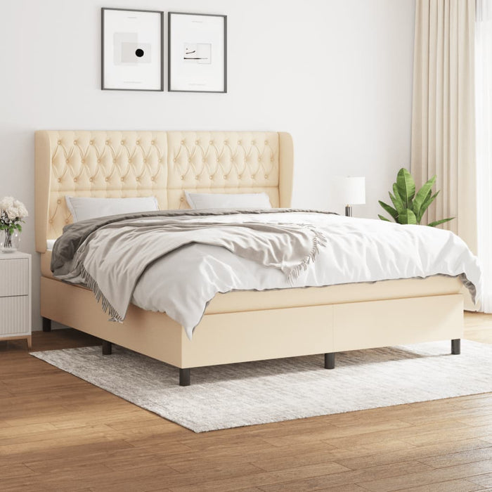 Pat continental cu saltea, crem, 180x200 cm, textil - WALTI WALTI