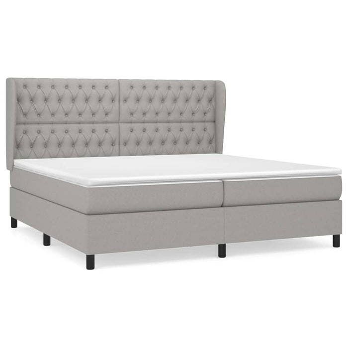 Pat box spring cu saltea, gri deschis, 200x200 cm, textil - WALTI WALTI