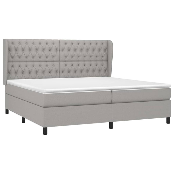 Pat box spring cu saltea, gri deschis, 200x200 cm, textil - WALTI WALTI