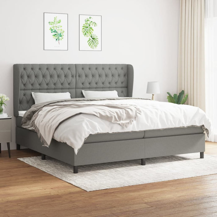 Pat box spring cu saltea, gri închis, 200x200 cm, textil - WALTI WALTI