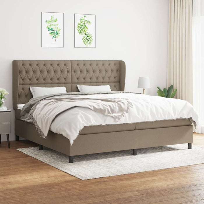 Pat box spring cu saltea, gri taupe, 200x200 cm, textil - WALTI WALTI