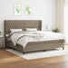 Pat box spring cu saltea, gri taupe, 200x200 cm, textil - WALTI WALTI