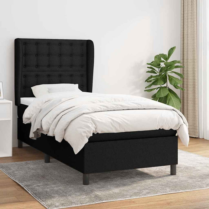 Pat box spring cu saltea, negru, 90x190 cm, textil - WALTI WALTI