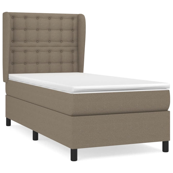 Pat box spring cu saltea, gri taupe, 90x190 cm, textil - WALTI WALTI