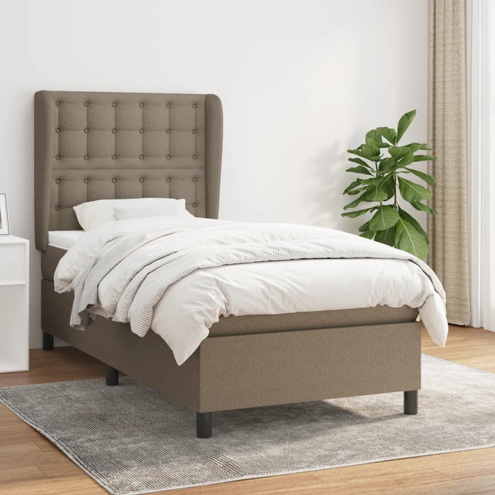 Pat box spring cu saltea, gri taupe, 90x190 cm, textil - WALTI WALTI