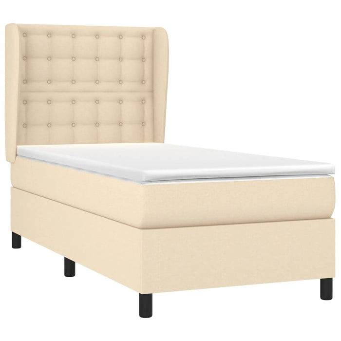 Pat box spring cu saltea, crem, 90x190 cm, textil - WALTI WALTI