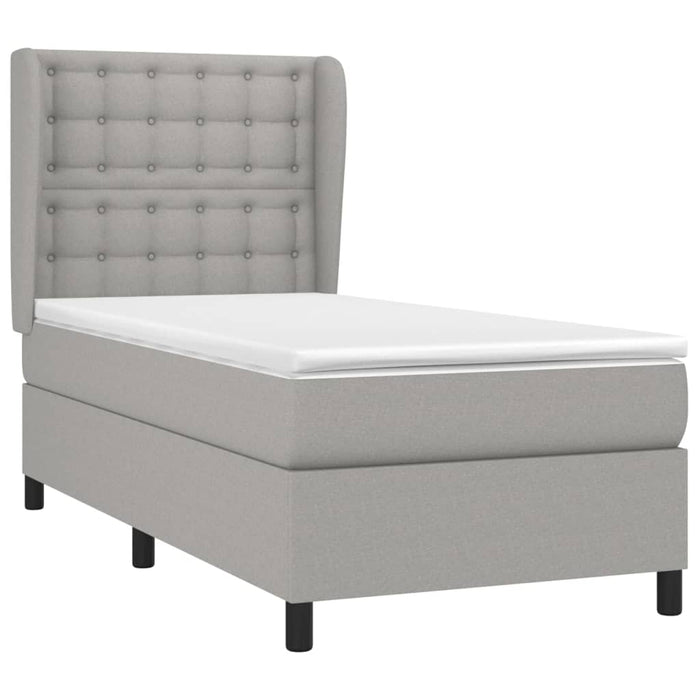 Pat box spring cu saltea, gri deschis, 100x200 cm, textil - WALTI WALTI