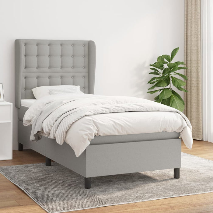 Pat box spring cu saltea, gri deschis, 100x200 cm, textil - WALTI WALTI