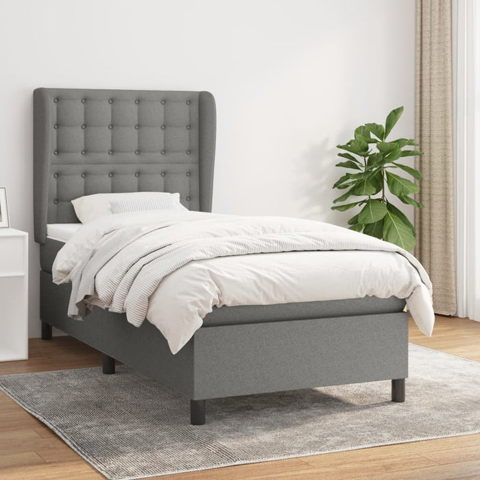 Pat box spring cu saltea, gri închis, 100x200 cm, textil - WALTI WALTI