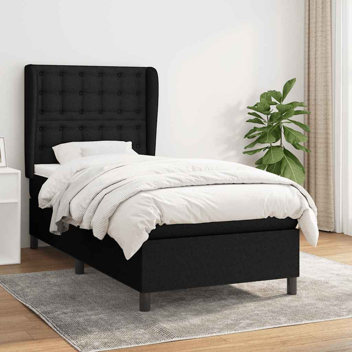 Pat box spring cu saltea, negru, 100x200 cm, textil - WALTI WALTI
