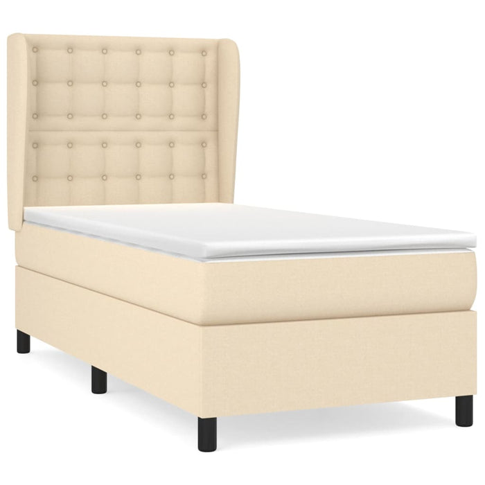 Pat box spring cu saltea, crem, 100x200 cm, textil WALTI