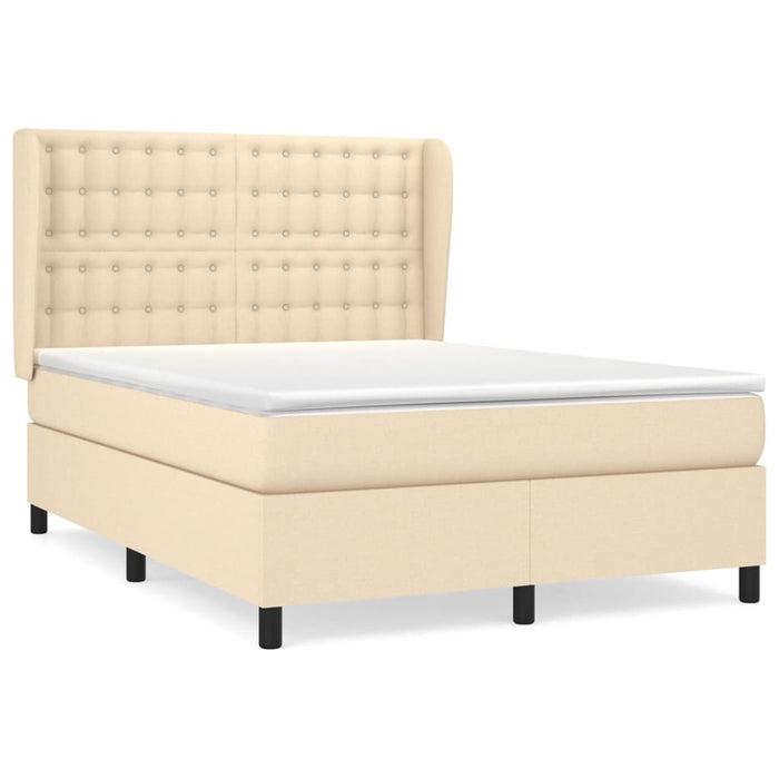 Pat box spring cu saltea, crem, 140x200 cm, textil - WALTI WALTI