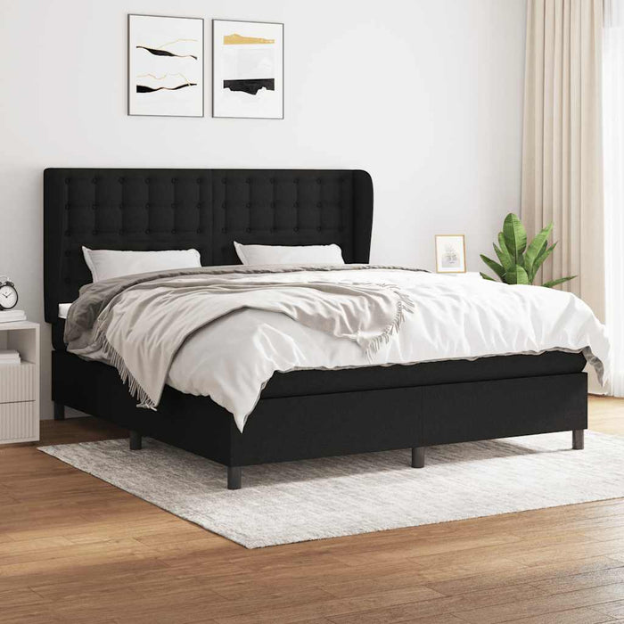 Pat box spring cu saltea, negru, 160x200 cm, textil - WALTI WALTI