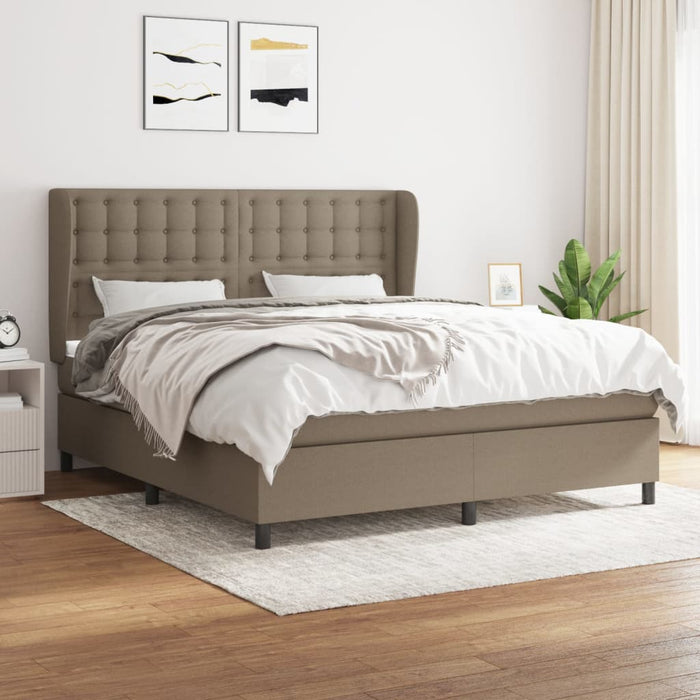 Pat box spring cu saltea, gri taupe, 160x200 cm material textil - WALTI WALTI
