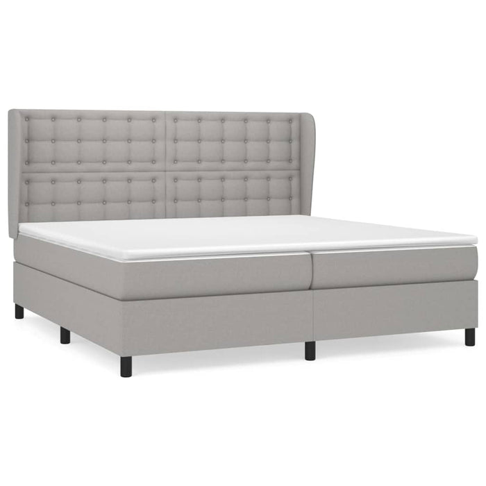 Pat box spring cu saltea, gri deschis, 200x200 cm, textil - WALTI WALTI