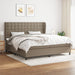 Pat box spring cu saltea, gri taupe, 200x200 cm, textil - WALTI WALTI