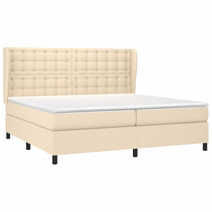 Pat box spring cu saltea, crem, 200x200 cm, textil - WALTI WALTI