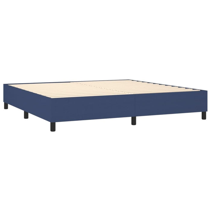 Pat box spring cu saltea, albastru, 200x200 cm, textil - WALTI WALTI