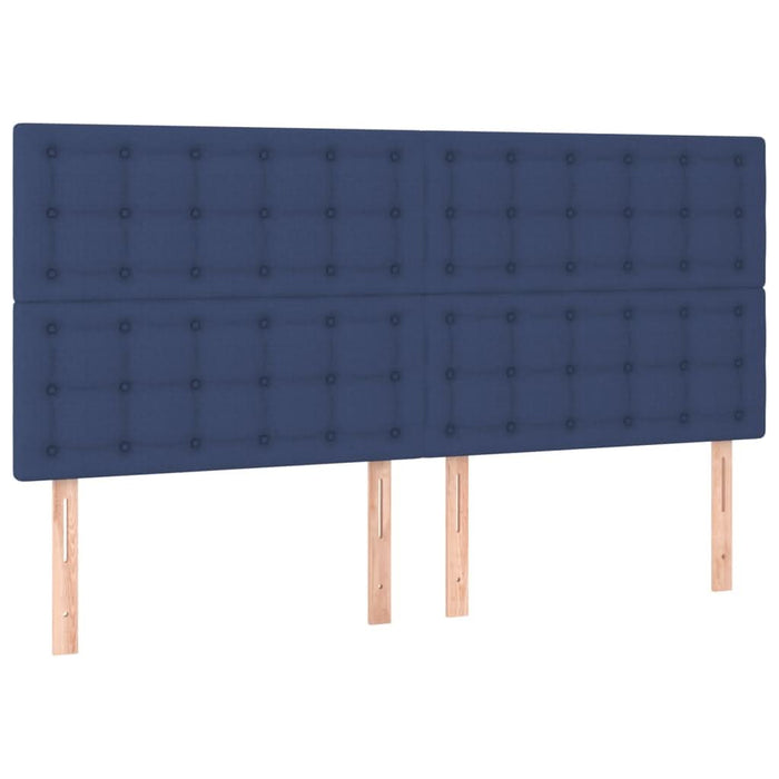 Pat box spring cu saltea, albastru, 200x200 cm, textil - WALTI WALTI