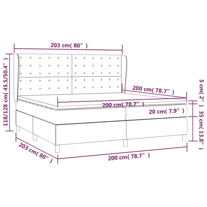 Pat box spring cu saltea, albastru, 200x200 cm, textil - WALTI WALTI