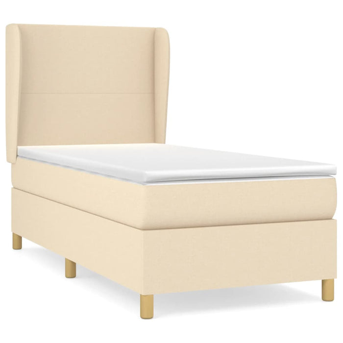 Pat box spring cu saltea, crem, 90x190 cm, textil - WALTI WALTI