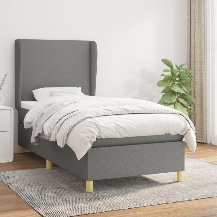 Pat box spring cu saltea, gri închis, 100x200 cm, textil - WALTI WALTI