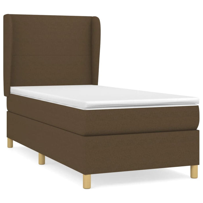 Pat box spring cu saltea, maro închis, 100x200 cm, textil WALTI
