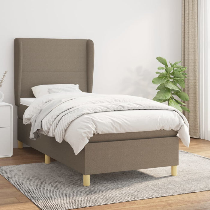 Pat box spring cu saltea, gri taupe, 100x200 cm, textil - WALTI WALTI