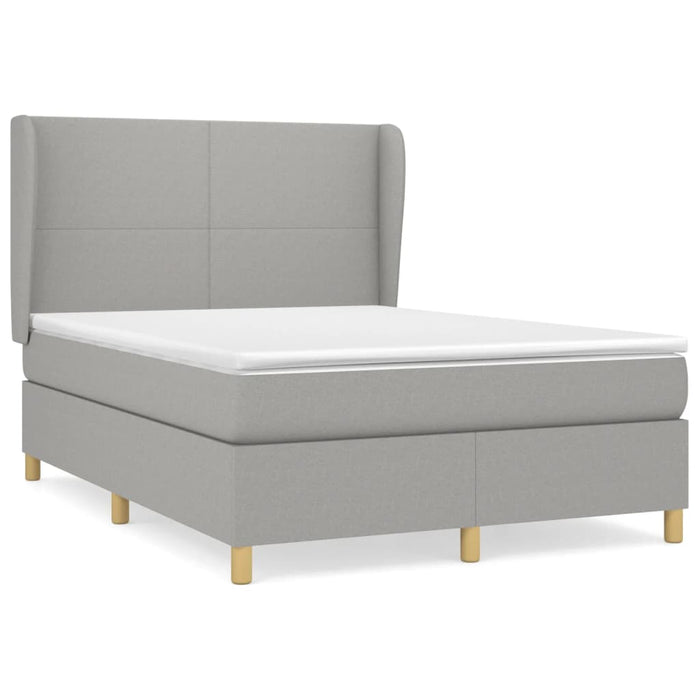 Pat box spring cu saltea, gri deschis, 140x190 cm, textil - WALTI WALTI
