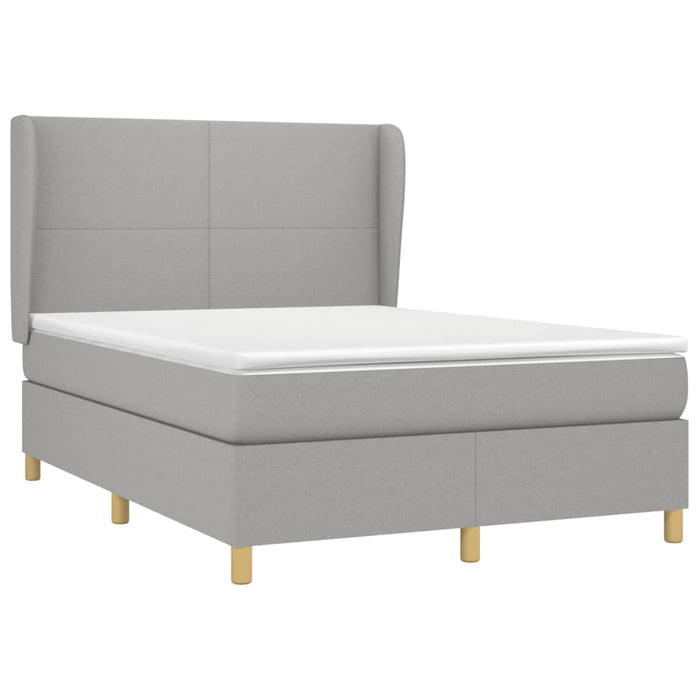 Pat box spring cu saltea, gri deschis, 140x190 cm, textil - WALTI WALTI