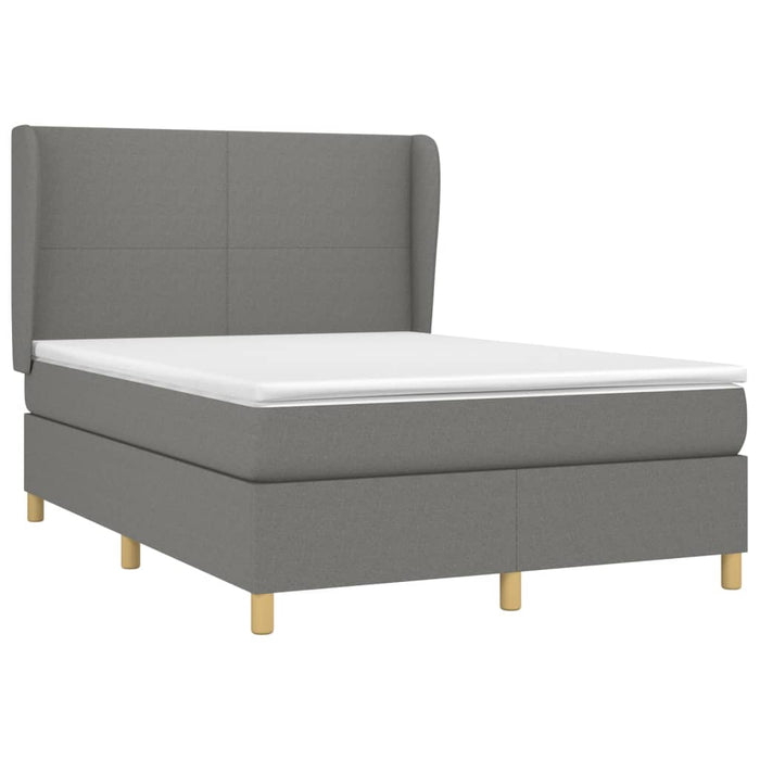 Pat box spring cu saltea, gri închis, 140x190 cm, textil - WALTI WALTI