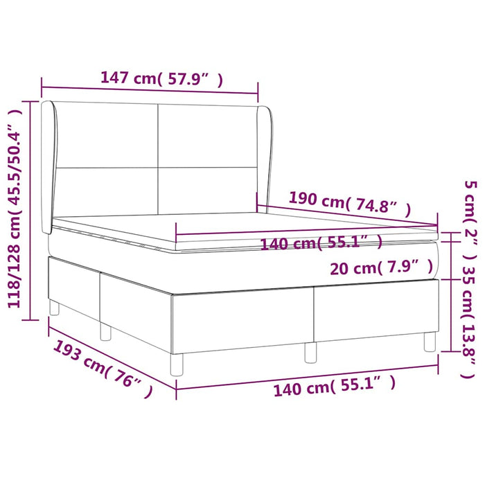 Pat box spring cu saltea, negru, 140x190 cm, textil - WALTI WALTI