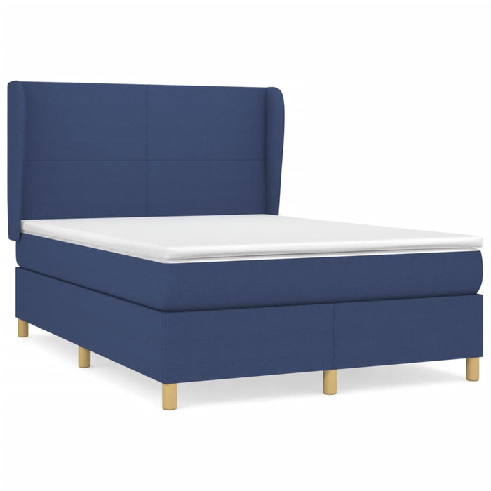 Pat box spring cu saltea, albastru, 140x200 cm, textil - WALTI WALTI