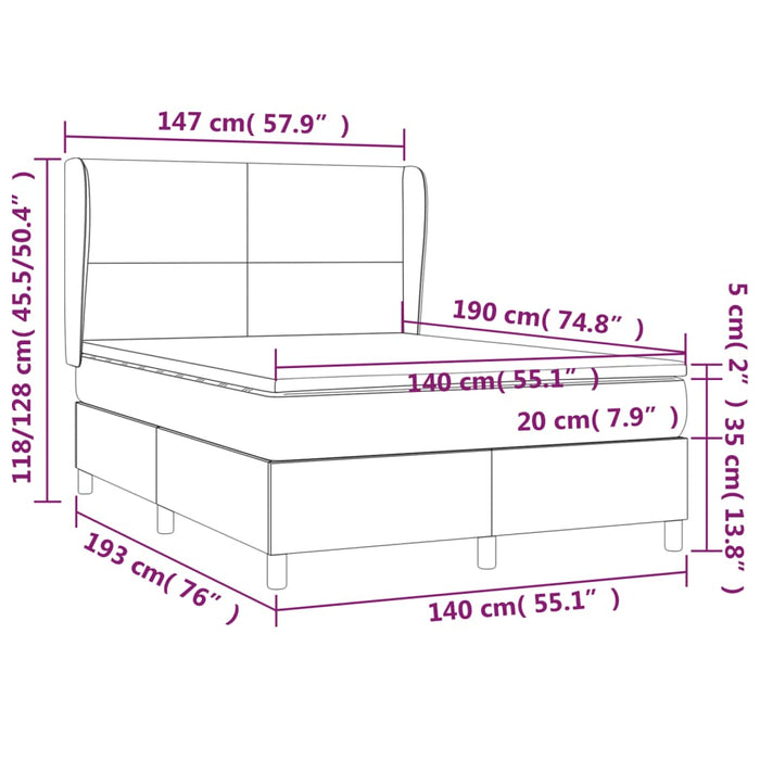 Pat box spring cu saltea, albastru, 140x200 cm, textil - WALTI WALTI