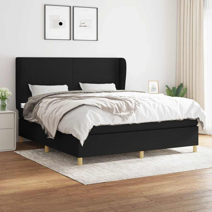 Pat box spring cu saltea, negru, 160x200 cm, textil - WALTI WALTI