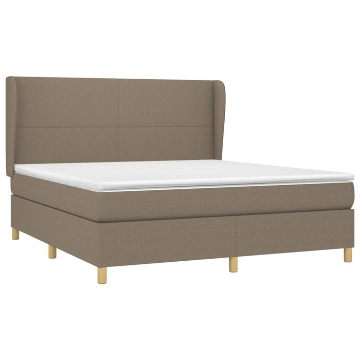 Pat box spring cu saltea, gri taupe, 160x200 cm material textil - WALTI WALTI