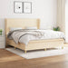 Pat box spring cu saltea, crem, 160x200 cm, material textil - WALTI WALTI