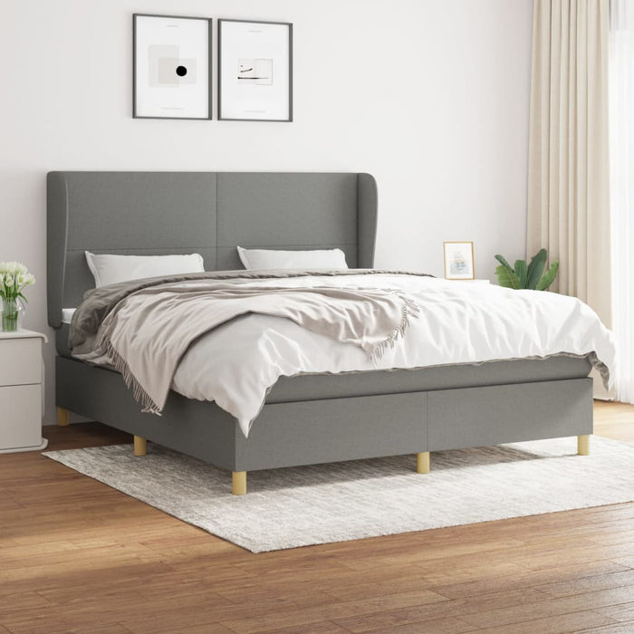 Pat box spring cu saltea, gri închis, 180x200 cm, textil - WALTI WALTI