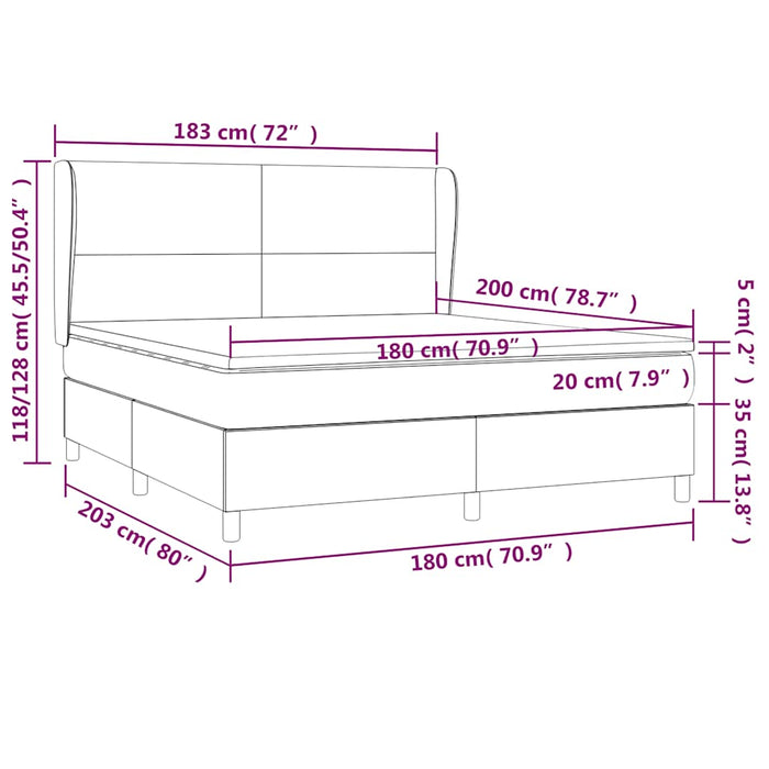Pat box spring cu saltea, negru, 180x200 cm, catifea - WALTI WALTI
