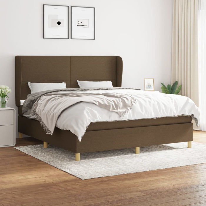 Pat continental cu saltea maro închis 180x200cm material textil - WALTI WALTI