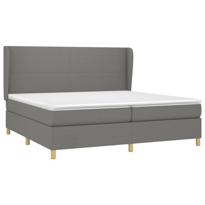 Pat box spring cu saltea, gri închis, 200x200 cm, textil - WALTI WALTI