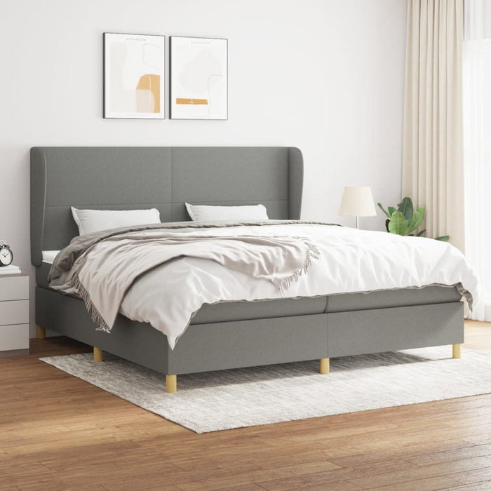 Pat box spring cu saltea, gri închis, 200x200 cm, textil - WALTI WALTI